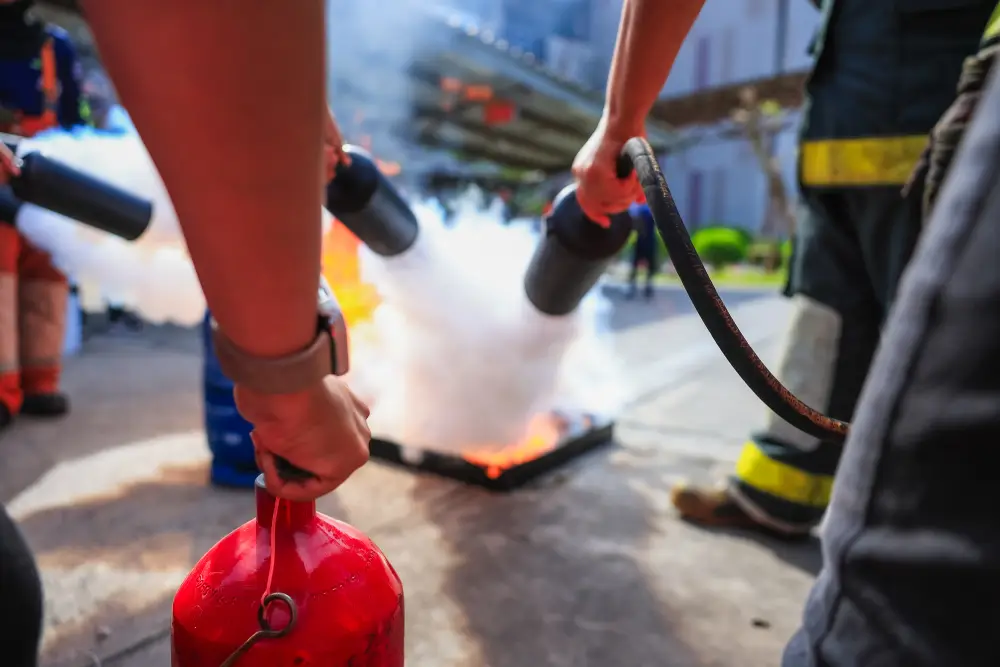 Fire extinguisher being discharged during training